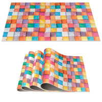 1 x RAW Customer Returns Placemat, washable PVC placemat, non-slip table coaster, heat-resistant dining table decoration for indoor and outdoor use, 30 x 45 cm, mosaic, colorful, set of 4 - RRP €22.54