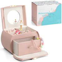 1 x RAW Customer Returns Vlando Music Box Ballerina Jewelery Box, Lockable Jewelery Box Girls PU Leather with Drawers, Children s Jewelery Box, Jewelery Box with Canon Melody, Children s Day Gifts for Girls - RRP €29.99