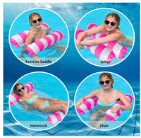 1 x Brand New Warmfay Inflatable Water Hammock, 4 in 1 Air Mattress Pool with Air Pump, Swimming Bed Pool with Net, Foldable Inflatable Water Float Hammock for Adults and Children Pink  - RRP €12.1