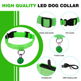 2 x Brand New Kriogor Dog Collar Luminous USB with Flashing Light Clip, Luminous Dog Collar with 3 Lighting Modes, Waterproof LED for Small Medium Large Dogs, Adjustable Safety Dog Collar S, Green  - RRP €16.1