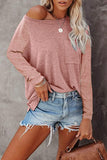 1 x RAW Customer Returns KINGFEN Long Sleeve Shirts Women Autumn Sweater Women Long Sleeve Women Round Neck Oversized T-Shirt Women Tops Women Sexy Sweater Women Elegant Pink L - RRP €27.99