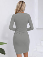 1 x RAW Customer Returns Missufe Elegant Basic Tight Long Sleeve Casual Dress Women Mini Dress Short Bodycon T Shirt Dresses Gray, Medium  - RRP €30.24