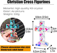 4 x Brand New H D Hyaline Dora Colorful Crystal Cross Standing 5 Tall Traditional Cross Figurine Glass Craft Memorial Gifts Christian Decoration - RRP €76.6