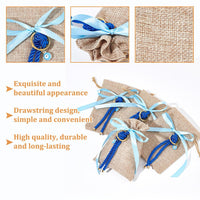 1 x Brand New nbeads 10pcs Burlap Gift Bags, PapayaWhip Burlap Bags with Drawstring Linen Jewelry Bags with Bow and Wheat Pendant for Christmas Party Wedding Favors, 14x10cm - RRP €20.4