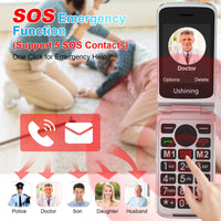 1 x RAW Customer Returns USHINING 4G Mobile Phone for Elderly, Mobile Phone Big Keys with SOS Flip Button 2.8 and 1.77 Inch Double Screen Alarm Clock Charging Base, Easy to Use for Elderly, Red - RRP €61.99