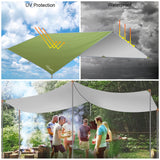 1 x RAW Customer Returns RYACO Tarp 3x3 m Waterproof Tent Tarp Ultralight with Eyelets 6 Ground Pegs 6 Ropes, Anti-UV Snow Rain Protection Lightweight Compact for Hammock Camping Hiking Picnic Travel Outdoor Activities - RRP €32.99