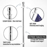 1 x RAW Customer Returns ANLEY 6 FT Flagpole Stainless Steel Wall Mounted Flagpole with Tangle-Free Rotating Rings - Adjustable Length Heavy Duty Flagpole for Home, Yard and Commercial 1 Inch Diameter  - RRP €27.95