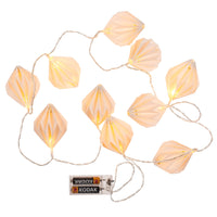 1 x RAW Customer Returns MIJOMA White paper fairy lights in diamond shape with 10 warm white LEDs, battery operated, approx. 5 x 7 cm, fairy lights with LED 165 cm long - RRP €16.25