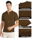 1 x RAW Customer Returns JACKETOWN Polo Shirt Men s Short Sleeve Knitted Polo Shirt Men with Vintage V-Neck Men s T-Shirt Tennis Golf Outdoor Sports Breathable for Men Polo Shirts 164-Brown-XL  - RRP €25.7