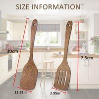 5 x Brand New Wooden spatula, wooden spatula set, wooden spatula for cooking, 2 PC 30cm slotted wooden spatula, wood spatula wood, wooden cooking spoon, for non-stick cookware, protection against scratches - RRP €44.05