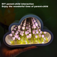 1 x RAW Customer Returns Tulip Night Light, 2 in 1 DIY Cloud Tulip Mirror Lamp, Cloud Tulip Mirror Lights Decoration, LED Flower Bedside Lamp Birthday Gifts Home Decoration for Friends, Girls, Couples, Children Purple  - RRP €21.06