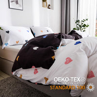 1 x RAW Customer Returns Freyamy Love Bedding Set 135x200cm 4-piece Black Colorful Heart Reversible Bed Linen Brushed Microfiber Soft Duvet Cover 2 Duvet Covers with Zipper and 2 Pillowcases 80x80cm - RRP €47.35