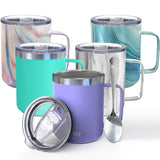 1 x RAW Customer Returns THILY Stainless Steel Thermal Mug, 12oz, Triple Insulated Travel Mug with Handle and Lid, Keeps Coffee Cold, Powder Coated, Lavender - RRP €21.17