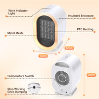 1 x RAW Customer Returns Fan Heater Energy Saving 1200W, Portable PTC Ceramic Heater Electric Energy Saving Quiet with 2 Heating Modes, 3s Fast Heating Small Economical Fan Heater for Office Bedroom, White - RRP €37.3