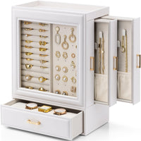 1 x RAW Customer Returns Vlando jewelry storage jewelry cabinet 5 levels, jewelry box with glass lid, jewelry box large, side drawers, vertical jewelry organizer, modern jewelry organizers - RRP €44.48