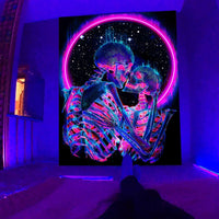 10 x Brand New Tokusyou Blacklight Skeleton Tapestry UV Reactive Wall Hanging Hippie Trippy Psychedelic Kiss Skull Tapestry Dark Galaxies Aesthetic Wall Decoration for Living Room Children s Room, 73 x 95 cm - RRP €70.4