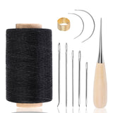 1 x RAW Customer Returns Waxed Leather Thread Sewing Kit, 273 m, Including Sewing Needle, Leather Upholstery Repair Kit for Sewing and Repairing Black  - RRP €20.4