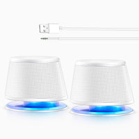 1 x RAW Customer Returns Sanyun SW102 PC Speaker, 5Wx2, Deep Bass in Small Body, Stereo 2.0 USB 3.5mm Aux Multimedia Speaker, Built-in Bass Vibrating Diaphragm, Computer Laptop Desktop Speaker, White - RRP €34.99