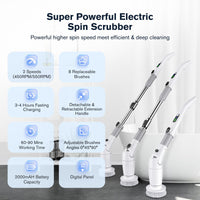 1 x RAW Customer Returns Electric cleaning brush, electric spin scrubber with 8 interchangeable brush heads and adjustable extension handle, electric brush for cleaning for bathroom, kitchen, car, tiles, wall - RRP €79.99