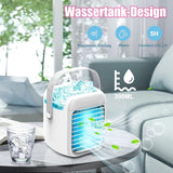 2 x RAW Customer Returns Air Conditioner Mobile 3-in-1 Mini Fan Quiet, Mobile Air Conditioner without Exhaust Hose 3 Speeds 7 Colors Night Light Adjustable Wind Direction, Fan with Spray for Bedroom Office - RRP €83.98