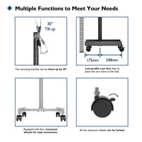 1 x RAW Customer Returns BONTEC TV Stand Wheels for Flat Curved Televisions from 13 to 42 Inch, Mobile TV Cart with 4 Wheels, Adjustable Height up to 20 kg, max. VESA 200X200mm - RRP €49.99