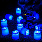 1 x RAW Customer Returns Pack of 24 LED tea light candles with battery, blue electric LED flameless votive candles, flickering flame LED tea light candles for outdoor party garden Halloween Christmas wedding decoration - RRP €12.34