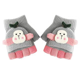 1 x Brand New Kiuiom Children s Half Finger Gloves,Kids Warm Knitted Mittens,Children s Full Fingers,Flap Gloves,Fingerless Knitted Half Finger Gloves,Fingerless Warm Gloves - RRP €22.8