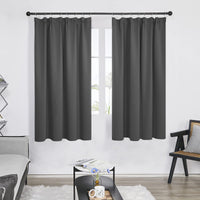 1 x RAW Customer Returns Deconovo curtains opaque ruffle tape thick curtains living room curtain blackout cold protection, 138 x 168 cm height x width , dark grey, set of 2 - RRP €36.2