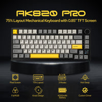 1 x RAW Customer Returns EPOMAKER Ajazz AK820 Pro Gasket Mechanical Keyboard with Cable Bluetooth Wireless, TFT Screen, Illuminated RGB, Sound-Damping Foam for Win Mac PC Grey, Ajazz Flying Fish Switch  - RRP €79.79