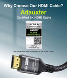 1 x RAW Customer Returns Adauxter 10k 8k HDMI 2.1 Cable 5M, Certified Ultra High Speed HDMI Cable 4K 144Hz 120Hz 8K60Hz eARC DTS X D-olby Atmos HDR10 HDCP2.3 Compatible Mac PS5 X-box Gaming PC TV RTX4090 - RRP €22.9