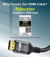 1 x RAW Customer Returns Adauxter 10k 8k HDMI 2.1 Cable 7.5M, Certified Ultra High Speed HDMI Cable 4K 144Hz 120Hz 8K60Hz eARC DTS X D-olby Atmos HDR10 HDCP2.3 Compatible Mac PS5 X-box Gaming PC TV RTX4090 - RRP €27.99