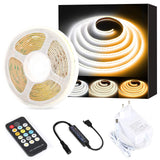 1 x RAW Customer Returns PAUTIX COB LED Strip CCT Warm White Cold White, 5M 3200LEDs Dimmable 2700K-6500K 24V LED Strip light Set with Power Supply and RF Remote Control for Bedroom Kitchen TV Mirror DIY Lighting - RRP €32.26