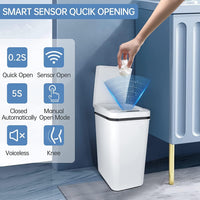 1 x RAW Customer Returns Sensor Trash can 12L, Automatic Touchless Trash can with Smart Sensor for Bathroom Office Kitchen, No Noise Waterproof Intelligent Trash can with Lid, ABS Plastic Waste Bin Paper Basket - RRP €37.99