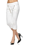 1 x RAW Customer Returns Elara Damen 3 4 Jeans Slim High Waist Capri Hose Chunkyrayan C9362D-F1 White-44 2XL  - RRP €37.26