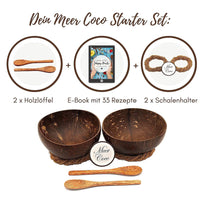 1 x RAW Customer Returns Meer Coco I Coconut Bowl Set of 2 I INCL. 33 recipes e-book I coconut shells I wooden spoons I coasters I ideal for acai muesli breakfast smoothie bowl I Buddha bowl - RRP €17.14