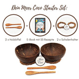 1 x RAW Customer Returns Meer Coco I Coconut Bowl Set of 2 I INCL. 33 recipes e-book I coconut shells I wooden spoons I coasters I ideal for acai muesli breakfast smoothie bowl I Buddha bowl - RRP €17.14