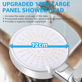 1 x RAW Customer Returns HONZUEN water-saving high-pressure shower head with filter with 1.5 m hose, 6 jet types, shower head with large 12 cm panel, saving shower head, hand shower hand shower head shower, shower heads water saving - RRP €15.99