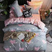 1 x RAW Customer Returns Lanqinglv Grey Pink Bed Linen 135x200cm 2 Pieces with Heart Pattern Children Girls Microfiber Reversible Bedding Set Duvet Cover with Zipper and Pillowcase 80x80cm - RRP €26.11