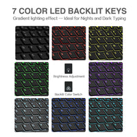 1 x RAW Customer Returns Feelkaeu Wireless Bluetooth Keyboard Backlit 7 Colors Luminous AZERTY Portable Ultra Thin Rechargeable Battery Compatible with iOS System - RRP €24.5