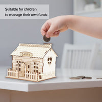 1 x RAW Customer Returns Large Wooden Coloring Piggy Bank with LED Light, Wooden Villa House Piggy Bank Piggy Bank Home Decoration Gift for Kids, 14.8 x 14 x 13.8 cm - RRP €15.06