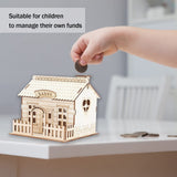 1 x RAW Customer Returns Large Wooden Coloring Piggy Bank with LED Light, Wooden Villa House Piggy Bank Piggy Bank Home Decoration Gift for Kids, 14.8 x 14 x 13.8 cm - RRP €15.06