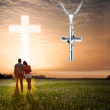 1 x RAW Customer Returns FaithHeart Stainless Steel Cross Pendant Necklace for Men Women Crucifix Pendant with Venetian Chain Gifts for Easter - RRP €24.0