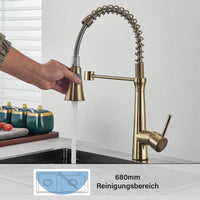 1 x RAW Customer Returns HUAHOMDY Kitchen Faucet Brushed Gold Kitchen Faucet Extendable 360 Rotatable High Pressure Kitchen Faucet Cold and Hot Mixer Tap Kitchen Faucet - RRP €38.0