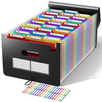 2 x RAW Customer Returns Document folder A4, 26 compartments, expanding folder, sorting folder, colorful file folder, rainbow file folder, accordion design, A4 size, large capacity, waterproof material with lid from ABC life - RRP €36.16