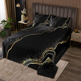 1 x RAW Customer Returns Homewish Marble Bedspread 240x260, Women Bronzing Stone Pattern Bedspread Abstract Art Lightly Quilted For Kids Boys Teens Bedroom, Black Gold Soft Microfiber Bedspread 3 Pieces - RRP €52.48