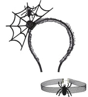 6 x Brand New Kidukso Spider Web Headwear Necklace Set Spider Lace Hair Accessories Headdress Grid Necklace Adjustable Headwear Choker Set for Men Women Dress Up Party Halloween Cosplay Black - RRP €36.24