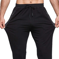 1 x RAW Customer Returns JustSun jogging pants men s training pants sports pants men s long cotton fitness pants men s zipper pockets black XXL - RRP €33.26