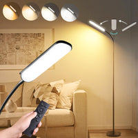 1 x RAW Customer Returns Yikuneng Dimmable LED Floor Lamp, 18W 1800LM Bright Reading Floor Lamp with 4 Color Temperature, Magnetic Remote Control, 360 Flexible Gooseneck, 1H Timer, for Living Room Bed Office - RRP €48.58