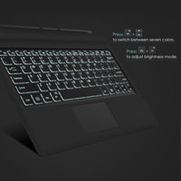 1 x RAW Customer Returns MoKo Type Cover Keyboard Compatible with Microsoft Surface Pro 7 Plus Pro 7 6 5 4 3, QWERTY Layout Bluetooth Keyboard with 7 Colors LED Backlight and Trackpad Built-in Battery, Gray - RRP €60.97