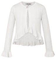 1 x Brand New GRACE KARIN Girls Bolero 116 Children Cardigan Knitted Cardigan 122 Long Sleeve Shoulder Jacket Ivory White - RRP €27.6